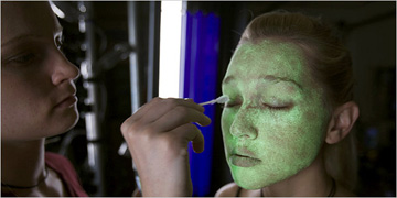 Actor having phosphorescent paing applid. Photo by Austin Hice.