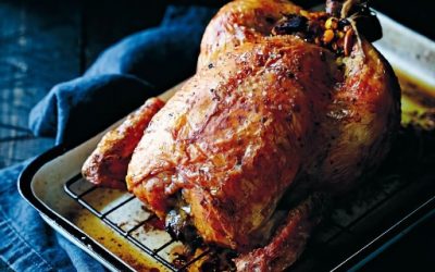 Burnished roast chicken with Burnt Lemon Gravy